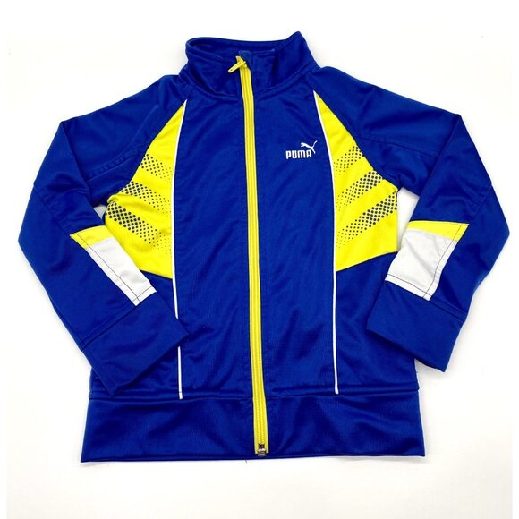 PUMA 3T Toddler Boys Athletic Jacket Blue Yellow White Zipper Zip Up - Picture 1 of 7